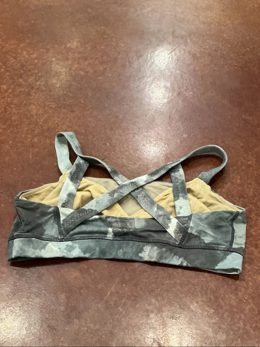 lululemon athletica Gray & White Tie-Dye Crossback Sports Bra